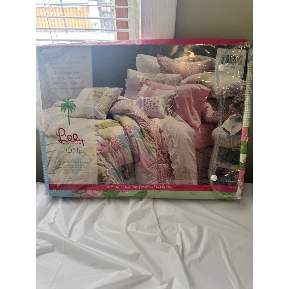Vintage Lilly Pulitzer Home Drape Curtain Perfectly Patchwork 84x84 RARE READ